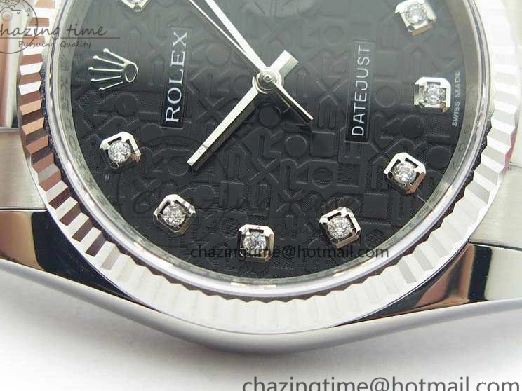 0101 Datejust 116234 36mm DJF 1:1 Best Edition Fluted Bezel Black Com Diam Dial On SS Oyster Bracelet SA Breathable 3523